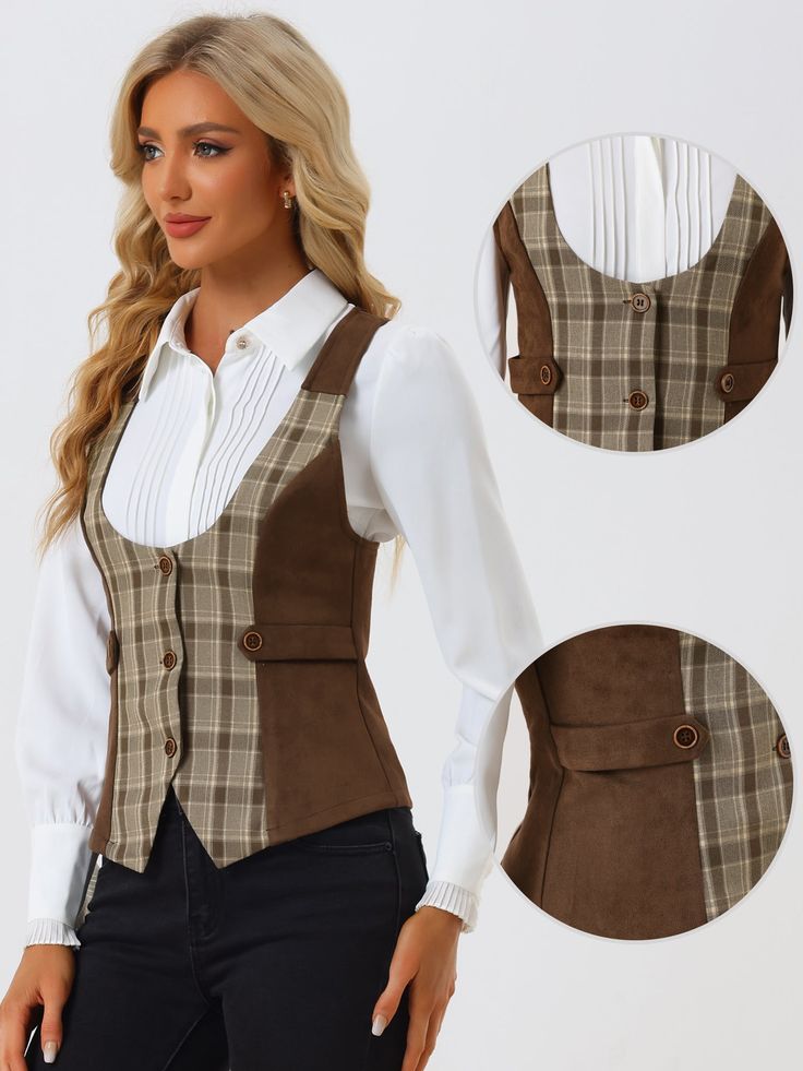 Shop Allegra K for Vintage Waistcoat Vest Plaid Button Down Sleeveless Dressy Vests you are looking for, get more women's Vests for yourelf. Order now! Free Returns! Dressy Vest, Vintage Waistcoat, Women's Vests, Womens Vest, Order Now, Button Downs, Plaid