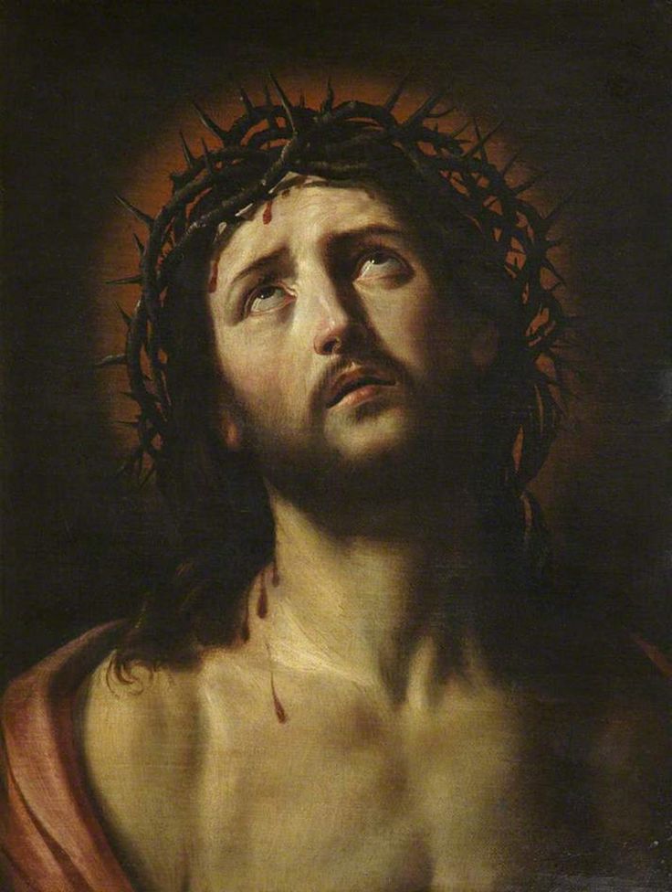 a painting of jesus with crown of thorns on his head