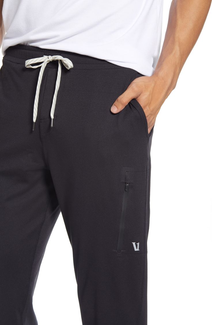 Stretchy, moisture-wicking fabric keeps you going at any intensity in lightweight sweatpants sporting multiple zip pockets for stowing keys and energy gels. A fuller cut in the seat and thighs and tapered legs make the fit comfortable and easy to move in. Style Name:Vuori Sunday Performance Jogger Sweatpants. Style Number: 5923178. Sports Pants With Comfort Stretch And Side Pockets, Sports Activewear With Side Pockets, 4-way Stretch Sportswear Joggers With Side Pockets, Stretch Joggers With Side Pockets For Sports, Versatile Sports Activewear With Side Pockets, Versatile Activewear For Sports With Side Pockets, Versatile Activewear With Side Pockets For Sports, Stretch Activewear For Jogging With Functional Drawstring, Stretch Sweatpants With Functional Drawstring For Sports