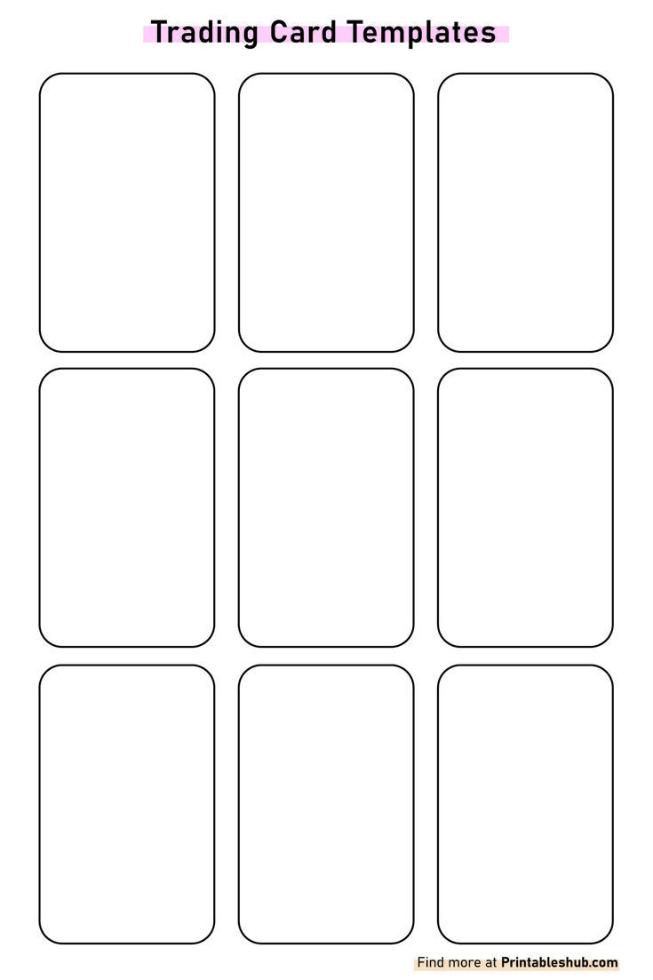 Free Printable Blank Trading Card Template PDF Game Cards Template, Coloring Cards Printable, Playing Card Template Free Printable, Free Card Template, Game Card Design Template, Trading Cards Design Ideas, Card Templates Printable Free Downloads, Business Card Template Free Printables, Blank Cards Design Free Printable