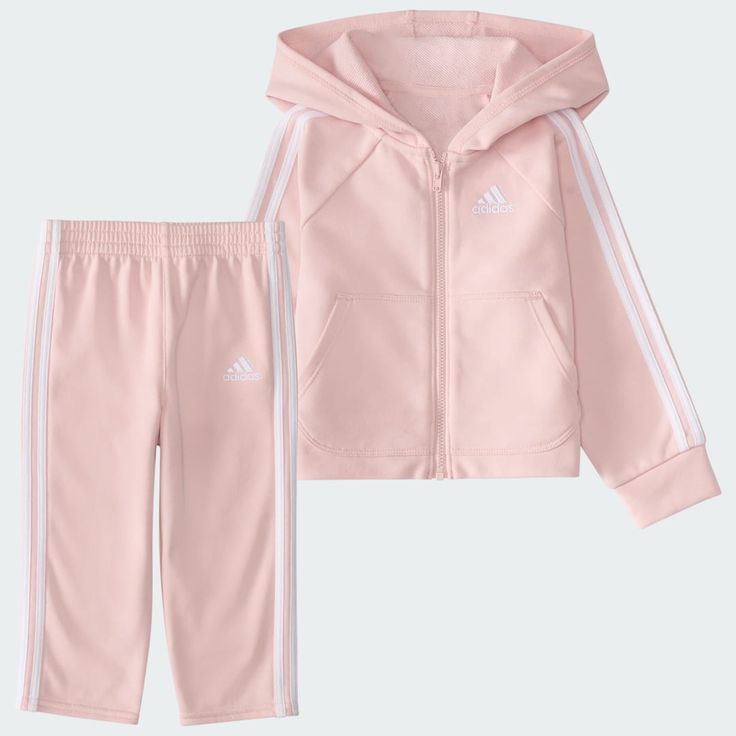 adidas Shop the Hooded Fleece Jacket Pants Set Kids - Pink at adidas.com/us! See all the styles and colors of Hooded Fleece Jacket Pants Set Kids - Pink at the official adidas online shop. Adidas Shop, Pink Kids, Adidas Online, Pant Set, Soft Pink, Pants Set, Online Shop, Adidas, My Style