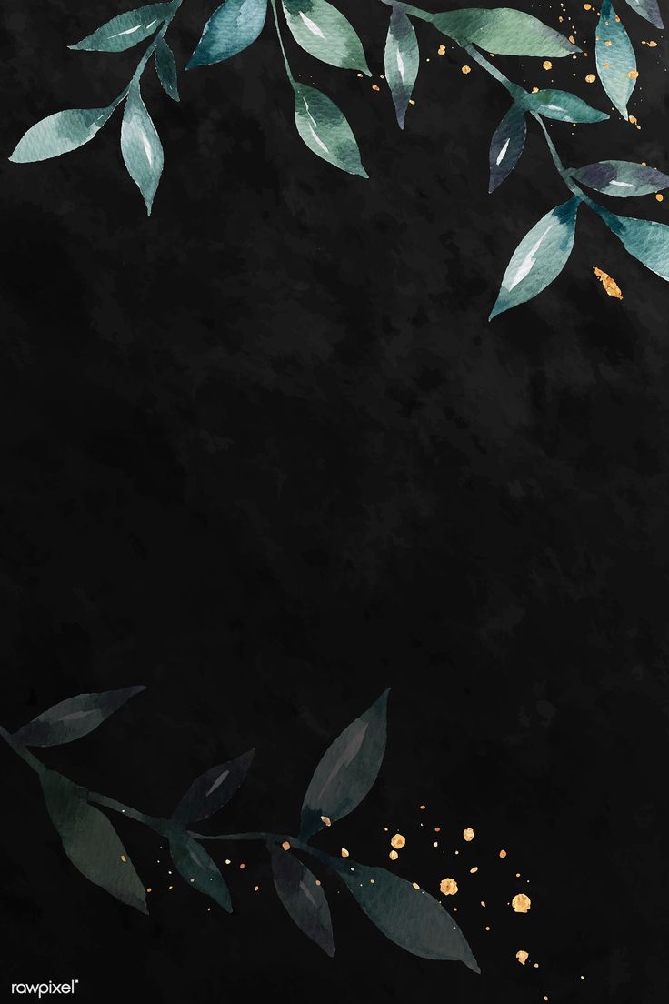 a black background with green leaves and gold confetti on the bottom right corner