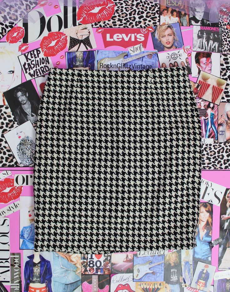 "Pre Loved Great Condition Almost New Y2Ks Brand:Dalia Black/White Houndstooth Skirt Fully Lined Inside Mod/Preppy Style Straight/ Below the Knee Material: Polyester/ Acrylic/ Wool Back Zipper Closure Perfect for Winter Great Quality...Perfect for any Occasion Tag Reads Size 8.. Approx. Medium Check the Measurements Below Waist: 32\" Hips: 39\" Length: 20 1/2\" Shipping from 3-5 Days No Returns or Exchanges Thank you for Visiting" Fitted Houndstooth Skirt, Fitted Houndstooth Pencil Skirt, Trendy Winter Houndstooth Skirt, Fitted Mini Skirt With Houndstooth Pattern, Winter Trendy Houndstooth Skirt, Fitted Houndstooth Mini Skirt, Fitted Houndstooth Mini Skirt For Winter, Mod Skirt, Office Skirts