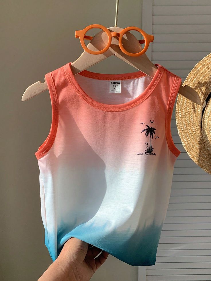 Young Boy Casual, Comfortable, Simple, Soft And Comfortable Tank Top Suitable For Daily, School, Travel, Sports And Vacation In Spring And Summer Multicolor Casual   Knitted Fabric Ombre,Tropical,Plants,All Over Print Tank Slight Stretch  Young Boys Clothing, size features are:Bust: ,Length: ,Sleeve Length: Travel Sports, Baby Outerwear, Padded Coat, Long Sleeve Polo Shirt, Baby Warmer, Boys Top, Baby Winter, Boys Casual, Long Sleeve Polo