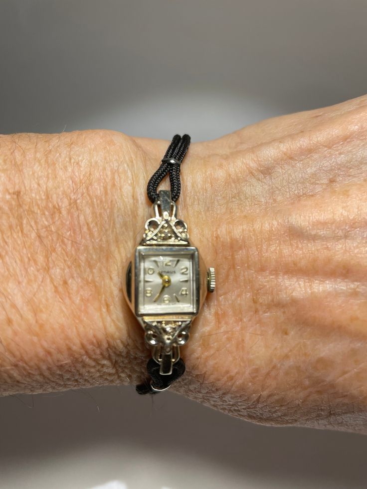 "Beautiful vintage ladies Benrus hand winding wristwatch. This solid 14kt  white gold watch has a 17 jewel mechanical wind up style movement that is in good working condition. Features two small diamonds in the fancy filigree lugs .This watch is fitted for a 7\" wrist ,I can make it fit a smaller size wrist just let me know actual wrist size and I will custom fit it. Old fashioned style in original condition." White Gold Ruby Ring, Old Fashioned Style, White Gold Watch, Ruby Ring Gold, Old Watches, Engagement Ring Sizes, Women Wrist Watch, Size 10 Rings, Wrist Watches