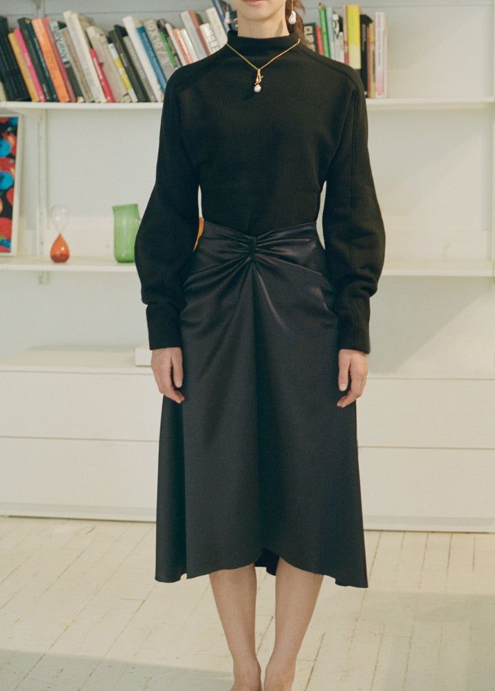 Carmen satin skirt – Yeon Elegant Ruched Skirt For Fall, Elegant Ruched Silk Skirt, Elegant Silk Skirt With Ruched Detail, Relaxed Silk Skirt For Fall, Silk Workwear Skirt With Pleated Waist, Silk Skirt With Pleated Waist For Work, Elegant Ruched Bottoms For Fall, Chic Ruched Midi Skirt, Silk Workwear Skirt For Fall