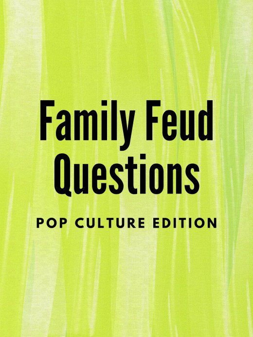 a book cover with the title family fud questions pop culture edition written in black