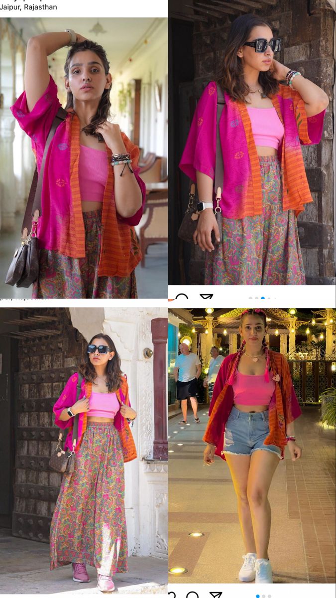 Rajasthan Vacation Outfit Women, Tour Dressing Ideas Women, Jaipur Vacation Outfit, Outfit Ideas For Rishikesh Trip, Rajasthan Outfit Ideas Women, Outfits For Rishikesh Trip, Outfit Ideas For Udaipur Trip, Jaipur Trip Outfits, Casual Indo Western Outfits