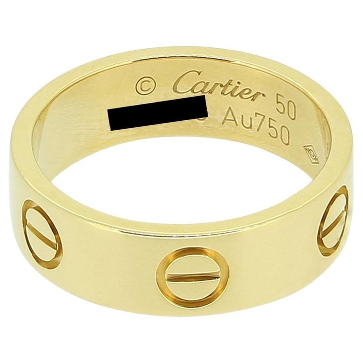 Here we have an 18ct yellow gold ring from the world renowned luxury jewellery house of Cartier. This ring forms part of the iconic LOVE collection and is one of the most celebrated items of jewellery in the world. This is the wider model with a width measuring 5.5mm. "A love child of '70s New York, the LOVE collection is a symbol of free-spirited love. Its binding closure and screw motif give it true permanence, while diverse interpretations allow for a unique expression of feelings. Lock in your love, forever". - Cartier Condition: Used (Very Good) Weight: 5.5 grams Ring Size: K (50) Band Width: 5.5mm Marked: 'Cartier' '50' 'Au750' & Serial Number RRP: £1,860 Box: Plain Gift Box Documents: The Vintage Jeweller Guarantee of Authenticity Comments: This piece has been verbally authenticated Cartier Yellow Gold Diamond Ring For Anniversary, Designer Polished 14k Gold Rings, Designer 14k Gold Rings With Polished Finish, Designer Polished Gold Rings, Designer Gold Ring With Polished Finish, Designer Gold Rings With Polished Finish, Designer Yellow Gold Wedding Rings, Designer Yellow Gold Rings For Formal Occasions, Cartier Gold Diamond Ring Gift