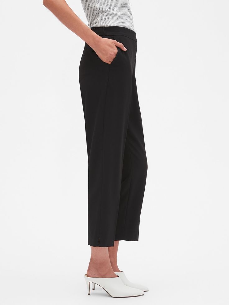 Hayden Pull-On Tapered Fit Soft Ankle Pant | Banana Republic Factory Relaxed Fit Solid Dress Pants With Side Pockets, Work Pants With Side Pockets And Straight Hem, Relaxed Fit Office Bottoms With Pockets, Stretch Solid Color Dress Pants With Pockets, Classic Bottoms With Hidden Pockets And Straight Hem, Tailored Tapered Leg Dress Pants With Side Pockets, Fitted Work Pants With Side Pockets And Straight Hem, Classic Bottoms With 5-inch Inseam And Elastic Waistband, Classic Bottoms With Elastic Waistband And 5-inch Inseam