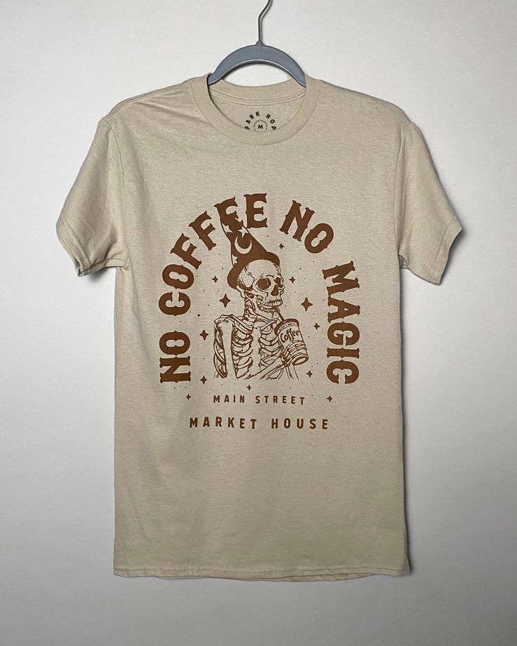 🤎 No Coffee No Magic™️ - Vanilla Sweet Cream Coffee Color Short Sleeve T-shirt With Screen Print, Coffee Relaxed Fit Graphic Tee, Coffee Color Crew Neck T-shirt With Screen Print, Coffee Cotton Graphic Tee, Coffee Cotton T-shirt With Screen Print, Coffee Color Cotton T-shirt With Screen Print, Coffee Colored Cotton Graphic Tee, Coffee Colored Graphic Tee In Cotton, Coffee Colored Pre-shrunk Short Sleeve T-shirt