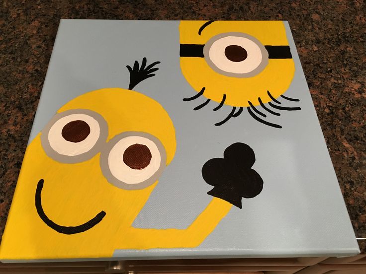 a canvas painted to look like a cartoon character