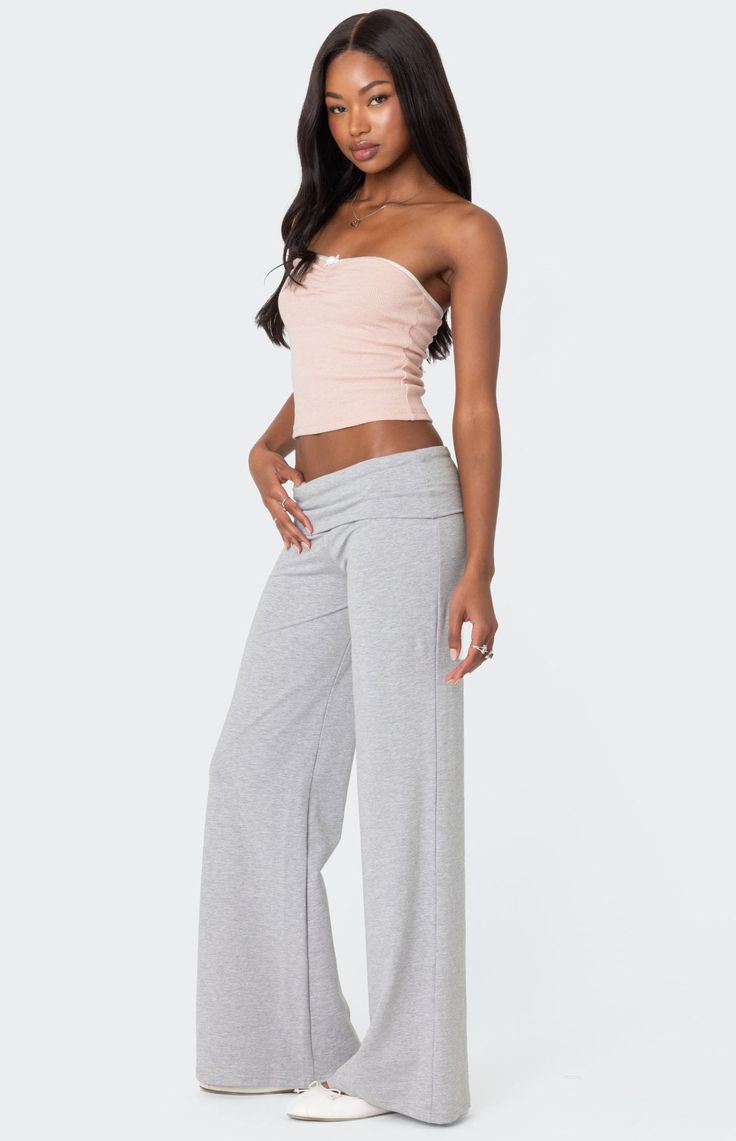 Online only! These Edikted Wide Leg Fold-Over Pants are the perfect choice for those days you want to feel comfortable while still looking put together. Rock it with a cardigan for the coolest y2k vibes. 


	Pants
	Fold over waistband
	Wide leg fit
	Cotton, Spandex
	Model wears size S
	Model height is 5'9
	Item care: Machine wash at maximum 30C, do not bleach, tumble dry low, iron at a maximum of 110C, do not dry clean. Wide Leg Comfy Pants, White Shorts Codes For Berry Ave, Trendy Wide Leg Yoga Pants, Trendy Fall Bottoms For Leisure, Trendy Fall Leisure Bottoms, Non-stretch Wide Leg Pants For Loungewear, Comfortable Non-stretch Wide Leg Loungewear Pants, Comfortable Non-stretch Wide Leg Lounge Pants, Casual Wide-leg Yoga Pants For Lounging