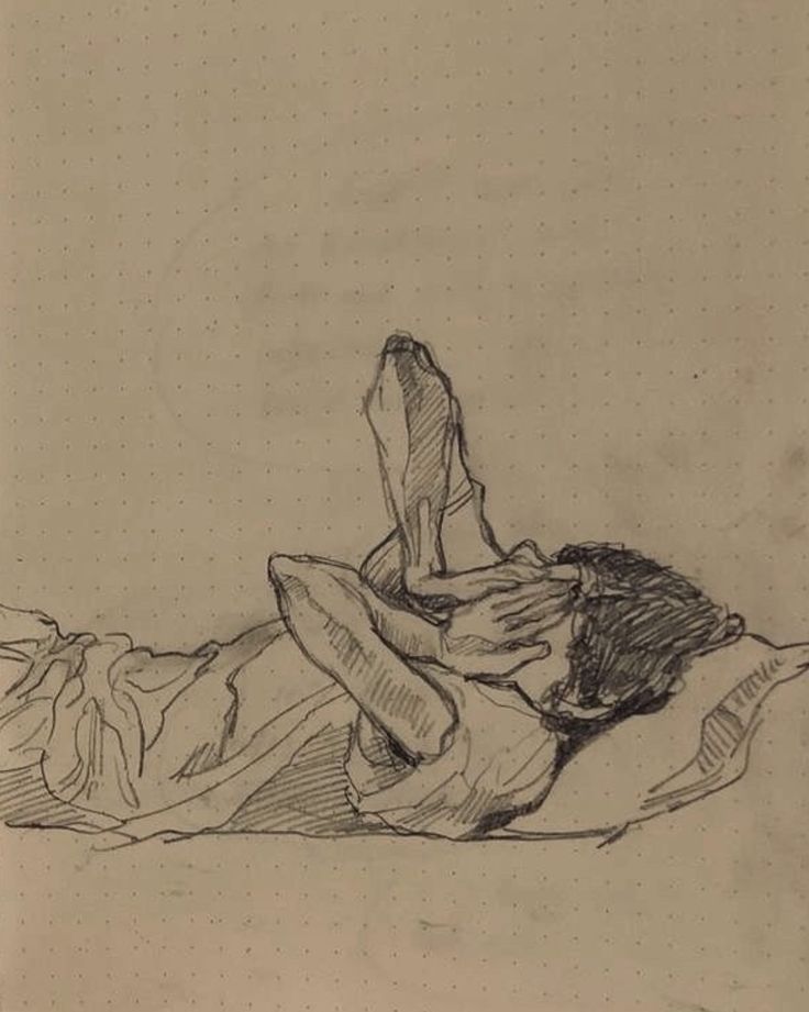 a drawing of a person laying on the ground