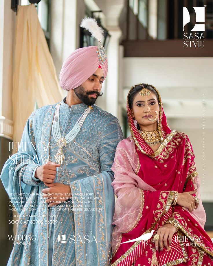 Sherwani set ₹163999.00 Lehenga set ₹499000.00 Powder blue sherwani composed with hand embroidery of floral and geometrical patterns adds royalty and grace to the groom’s appearance. On other hand the bride is perfectly paired with the groom in her magenta pink Lehenga made in pure silk with beautiful hand embroidery making it the perfect contrast match. Visit SASA STYLE 📍Store Location; Sector 125,Chandigarh WhatsApp or Call +918000086299 📍Store Location; K. C. Road Barnala WhatsApp or Cal... Magenta Pink Lehenga, Blue Sherwani, Wedding Fits, Sherwani Groom, Pink Lehenga, Magenta Pink, Wedding Matches, Sherwani, Chandigarh