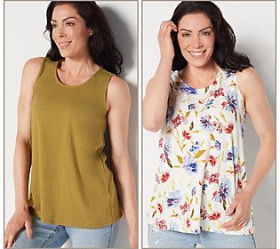 We know you love options! Not only are these tanks versatile in color and print, they can be worn poolside in the summer or paired with a knit cardigan as the weather cools. Just choose the style that matches your mood! From Denim & Co.® Fashions. Casual Relaxed Fit Tank Top For Day Out, Casual Tank Top For Spring Day Out, Casual Cotton Tops For Warm Weather, Cotton Tops For Warm Weather, Summer Stretch Tops For Day Out, Casual Stretch Tank Top For Spring, Summer Vacation Tank Tops, Comfortable Stretch Tops, Casual Vacation Tops For Warm Weather