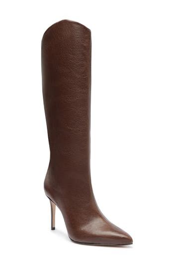 Snakeskin-embossed leather adds a touch of Southwestern style to a pointy-toe boot lifted by a slimmed-down heel. 3 1/2" heel (size 8.5) 14 1/2" shaft; 15" calf circumference Pull-on style Leather upper/leather and synthetic lining/leather sole Made in Brazil Women's Shoes Pointy Toe Boots, Brazil Women, Pointed Toe Boots, Southwestern Style, Made In Brazil, Embossed Leather, Snake Skin, Women's Shoes, Brazil