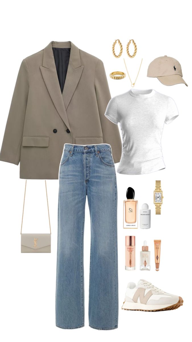 Spring outfit idea, blazer, straight jeans, new balance, Sí parfume, YSL HANDBAG, cap, golden jewells, fashion inspiration, inspo #ad #sponsored #affiliate Blazer - https://amzn.to/3QmX40e jeans - https://amzn.to/44id9u0 T-shirt - https://amzn.to/3JBfQNO Shoes - https://amzn.to/49XsjpZ Cap - https://amzn.to/49Yofpp Bag - https://amzn.to/3JXw0S1 Accessories - https://amzn.to/4aPOCPF https://amzn.to/3JF120O https://amzn.to/3xT1xl8 https://amzn.to/3UaeQ8g https://amzn.to/49Vm5GU