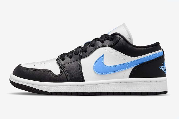 Wmns Air Jordan 1 Low ‘Black University Blue’ Air Jordan 1 Low Black, Nike X Travis Scott, Low Air Jordan 1, Nike Air Jordan 1 Low, Converse Run Star, Jordan 8, Jordan 2, Jordan Sneakers, Nike Dunk High