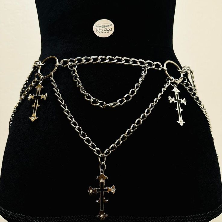 New Length: 41.3 Inch, Width:0.4 Inch Material: Iron Alloy Gothic Chain Belt With Chain Strap For Party, Gothic Metal Jewelry With Chain Strap, Belt Chains, Silver Adjustable Chain Punk Belt, Gothic Chain Belt, Gothic Silver Metal Chain Belt, Belts Aesthetic, Cross Necklace Goth, Gucci Belt Sizes