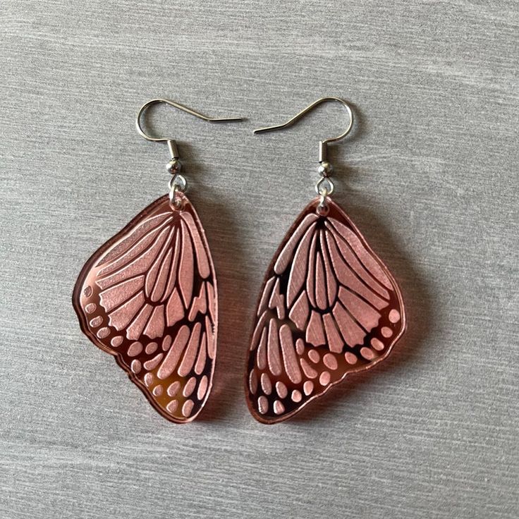 Rose Gold Butterfly Earrings Fairy Earrings Fairy Jewelry | Etsy Nickel-free Fairycore Earrings For Jewelry Making, Fairy-themed Drop Earrings For Gifts, Fairy Style Jewelry With Matching Earrings Gift, Fairycore Jewelry With Matching Earrings For Gift, Rose Gold Nature-inspired Earrings For Gift, Nature-inspired Rose Gold Earrings For Gift, Fairycore Earrings For Pierced Ears As A Gift, Fairy Style Drop Earrings For Gifts, Fairycore Nickel-free Earrings As Gift