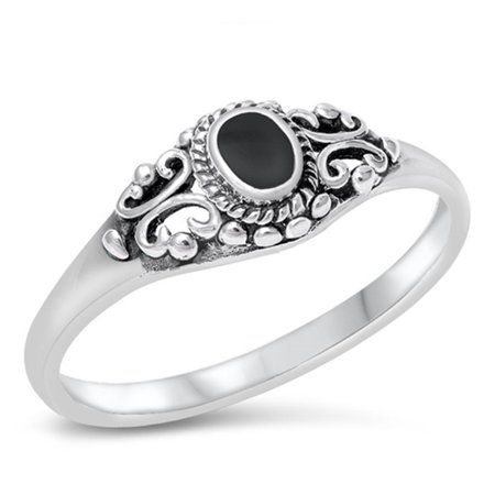 Women's Vintage Design Simulated Black Onyx Ring .925 Sterling Silver Band Cubic Zirconia Female Size 8 All our silver jewelry is crafted from .925 silver also commonly referred to as sterling silver. Sterling silver is the standard for beautiful high-quality silver jewelry and can not be replicated by lower priced silver plated jewelry. It is 92.5% pure silver, mixed with alloys to add strength and durability to stand the test of time. We promise superior service which includes fast shipping, g Ornate Black Sterling Silver Jewelry, Sterling Silver Black Onyx Rings, Victorian Silver Onyx Jewelry, Black Sterling Silver Cabochon Ring, Black Onyx Ring, Silver Plated Jewelry, Onyx Ring, Sterling Silver Bands, Pure Silver