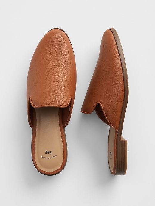 Gap loafers Classic Slip-on Mules Medium Width, Sleek Mules With Leather Sole And Round Toe, Sleek Mules With Round Toe And Leather Sole, Leather Mules With Cushioned Footbed, Leather Footbed Mules For Workwear In Fall, Leather Mules With Cushioned Footbed, Medium Width, Classic Slip-on Mules With Round Toe, Classic Slip-on Mules With Textured Footbed, Classic Brown Mules With Cushioned Footbed