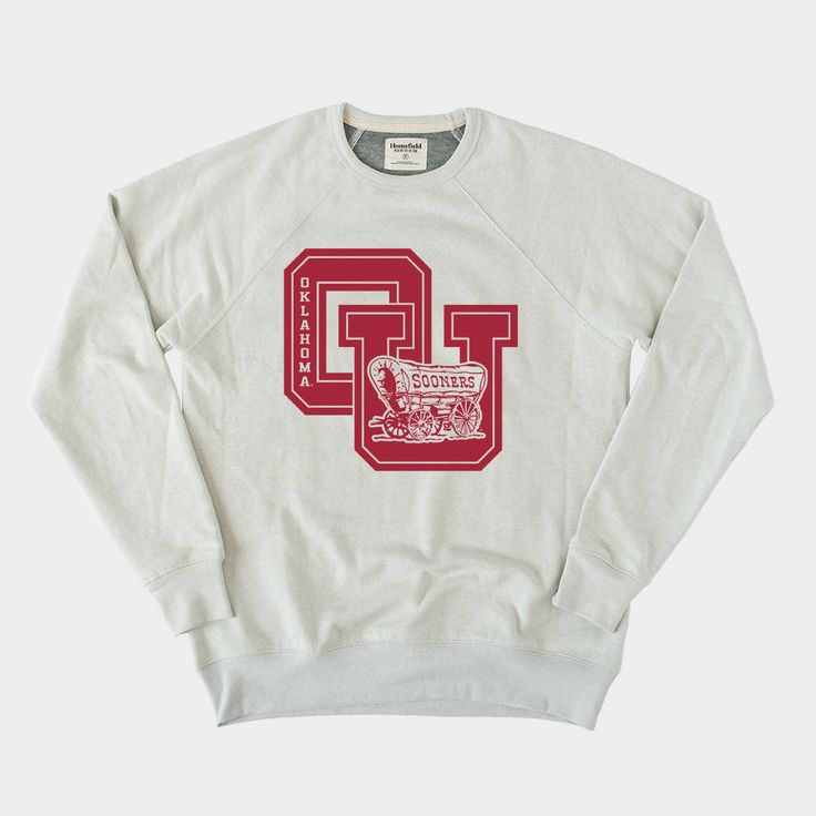 Oklahoma Sooners Crewneck Sweatshirt Sooner Schooner, Ou Softball, Ut Shirts, Oklahoma Softball, Retro Crewneck, School Wishlist, Softball Senior Pictures, Boomer Sooner, College Sweatshirt