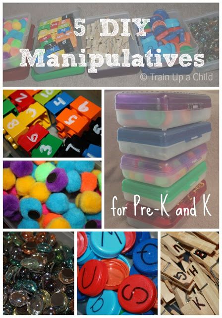 five diy manipuliatives for pre - k and k are featured in this collage