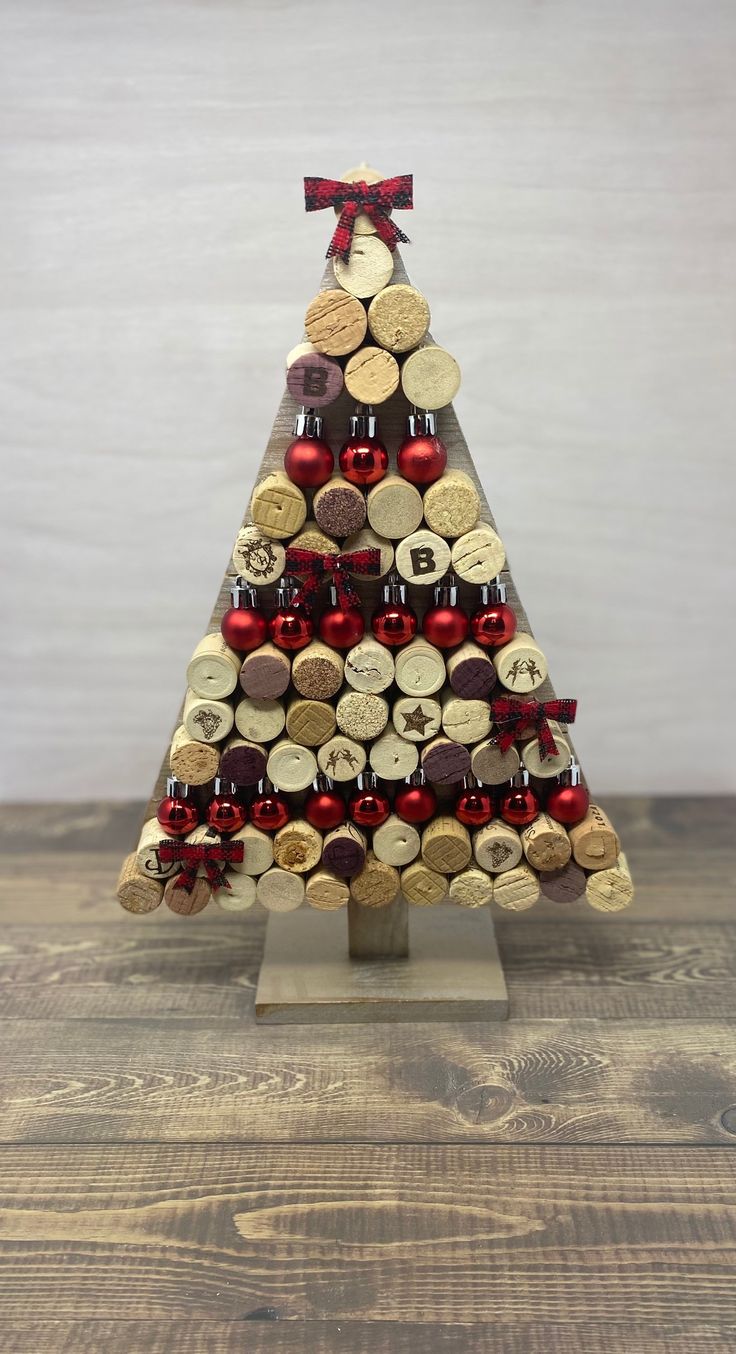 a christmas tree made out of wine corks