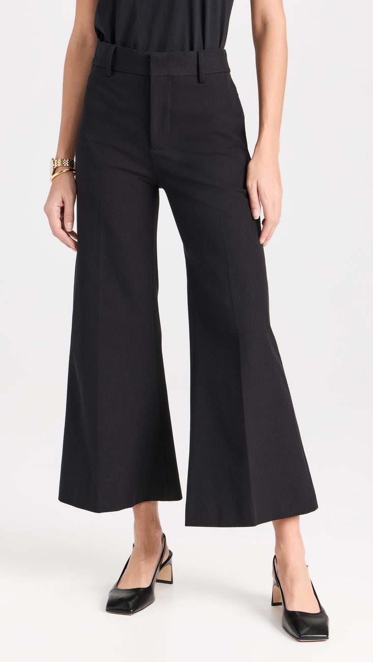 Fast Free Shipping & Free Returns on FRAME Le Crop Palazzo Trousers at Shopbop. Shop new arrivals from FRAME at Shopbop.com Wide Leg Workwear Bottoms With Zip Fly, Chic Workwear Pants With Zip Fly, Wide Leg Bottoms For Workwear With Zip Fly, Chic Fitted Bottoms With Zip Fly, Fall Workwear Bottoms With Zip Fly, Modern Workwear Bottoms With Zipper Closure, Modern Black Bottoms With Zip Fly, Modern Fitted Pants With Zipper Closure, Fall Cropped Leg Bottoms With Zip Fly