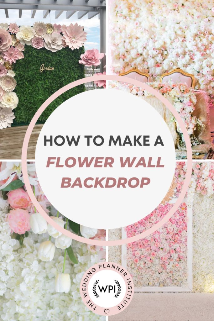 flower wall backdrop with the words how to make a flower wall background in pink and white