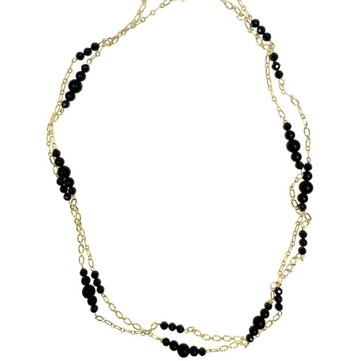 This necklace combines the timeless beauty of a gold chain with the sleekness of black obsidian, creating a striking and versatile accessory.  Whether you wear it as a single long necklace or as a double-layered piece, this necklace is perfect for both casual and formal occasions. It can effortlessly elevate your everyday attire or add a touch of glamour to your evening ensemble, making a statement wherever you go. Materials: natural black obsidian, 14K gold plated brass. It will be contained in Dad Jewelry, Nice Jewelry, June Birthstone Jewelry, Gold Jewelry Necklace, Pearl Jewellery Earrings, Jewelry Ring Box, Black Obsidian, Pin Jewelry, Evil Eye Jewelry