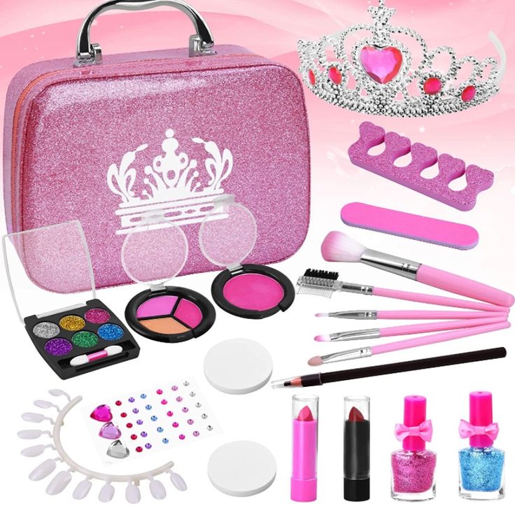 Kids Makeup Kit For Girls-Washable Real Makeup Set Toys For Girls Role Play, Non-Toxic 22pcs Princess Makeup Toys For Girl, Birthday For Girls Kids Makeup Kit, Real Makeup, Makeup Toys, Makeup Kit For Kids, Princess Makeup, Shoulder Necklace, Kids Makeup, Makeup Set, Role Play