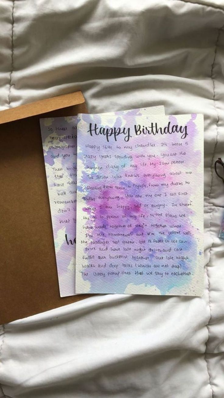 two greeting cards with the words happy birthday written in cursive writing on them