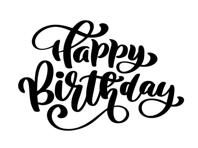 happy birthday hand lettering on white background