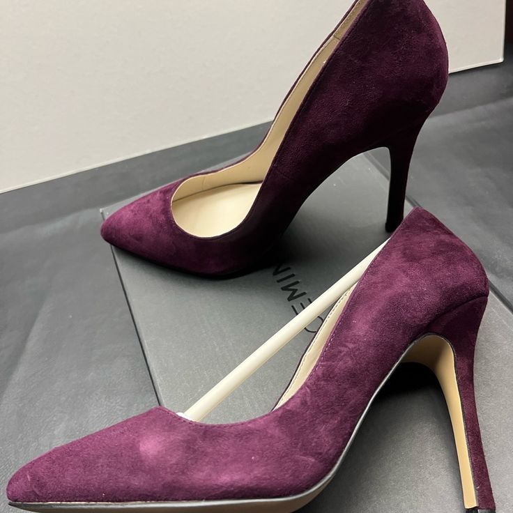 Women’s Shoemint Heel Size: 6.5 4 Inch Heel Color: Dark Purple Brand New In Box Beautiful Shoes Very Nice! Elegant Purple Heels For Office, Purple Suede Evening Heels, Purple Suede Heels For Evening, Purple Suede Heels With Pointed Toe, Black Pointed Toe Heels, Floral Heels, Beige Heels, T Strap Heels, Black Leather Pumps