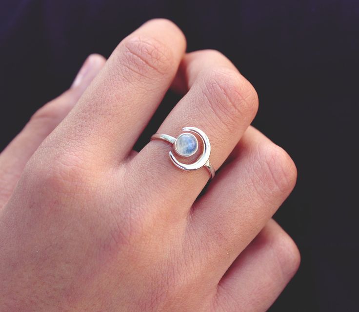 Moon Rings, Rose Gold Stackable Rings, Tiny Jewelry, Celestial Ring, Ring Moonstone, Raw Stone Ring, Wife Christmas, Moon Ring, Birthday Gifts For Best Friend