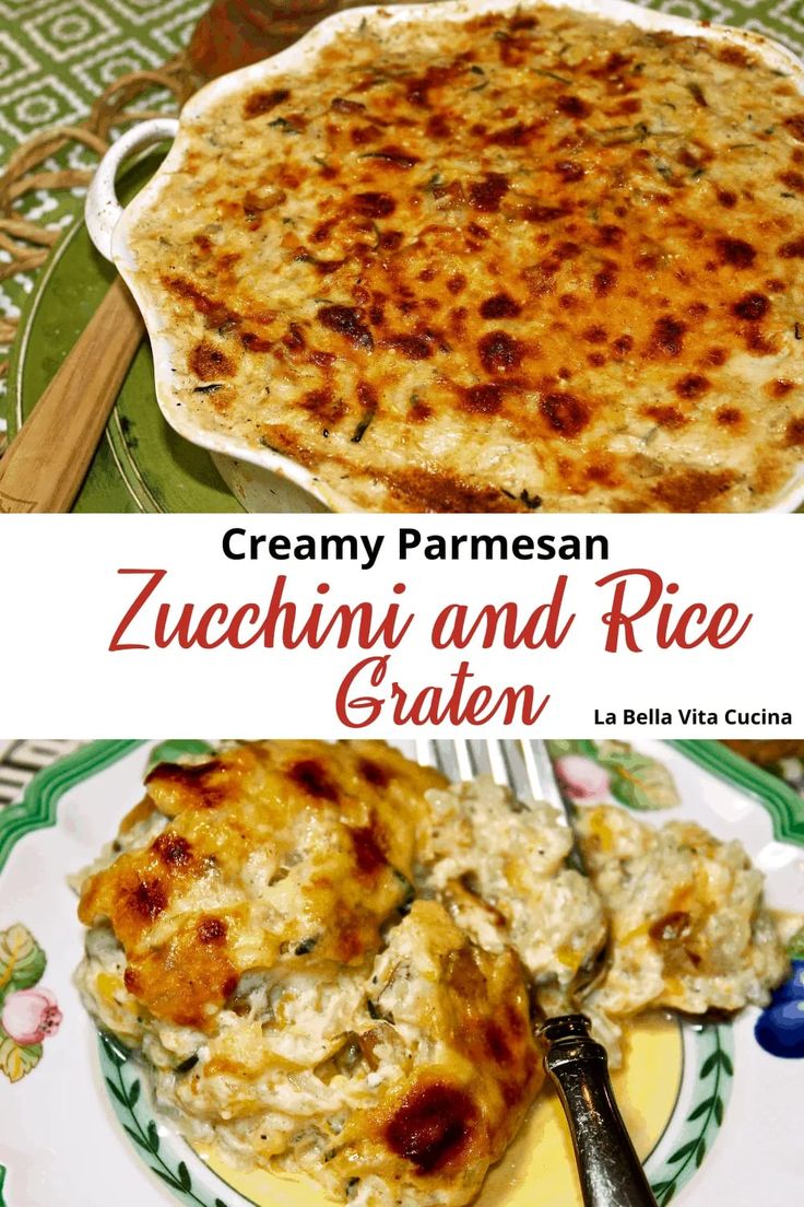 creamy parmesan zucchini and rice graten is an easy side dish