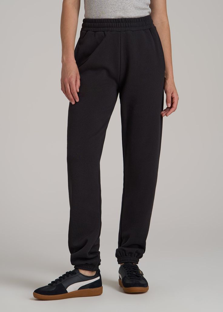 About Our Sweatpants for Tall Women No matter where you go, we know how important it is to have a comfy pair of sweatpants – that's where our Wearever collection comes in. These tall women's sweatpants are made from a blend of cotton and polyester fleece – keeping you warm and cozy, whether on the sofa, out with friends, or at the cottage. With a relaxed fit, slash side pockets, and an internal drawstring, if you're 5'9 - 6'6, you're sure to love these sweatpants for tall women. We make sure tha Comfy Black Bottoms With Comfort Waistband, Comfy Black Activewear For Loungewear, Black Comfortable Sweats With Ribbed Cuffs, Comfortable Black Sweats With Ribbed Cuffs, Black Cotton Comfy Sweats, Black Comfortable Cotton Sweats, Comfy Black Cotton Sweats, Comfortable Black Cotton Sweats, Comfortable Black Joggers With Comfort Waistband