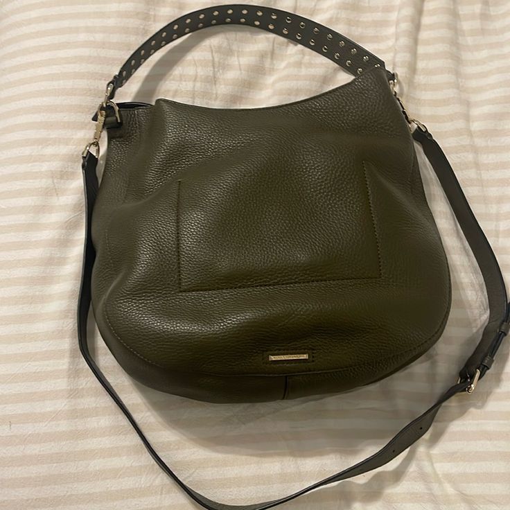 Nwt Rebecca Minkoff Convertible Hobo In Moss Color A Very Spacious Bag, Multiple Carrying Options: This Pebbled Leather Hobo In A Trend-Right Hue Features A Studded Shoulder Strap And An Optional Crossbody Strap So You Can Style It Your Way, Every Day. Top Zip Closure Shoulder Strap; Optional, Adjustable Crossbody Strap Interior Wall Pocket Leather Green Hobo Bag With Adjustable Strap For Shopping, Green Crossbody Hobo Bag With Detachable Handle, Green Travel Bags With Metal Hardware, Olive Bag With Detachable Strap, Everyday Green Hobo Bag With Gold-tone Hardware, Green Hobo Bag With Gold-tone Hardware And Top Handle, Versatile Green Hobo Bag With Adjustable Strap, Green Hobo Satchel Bag With Gold-tone Hardware, Green Satchel With Silver-tone Hardware And Double Handle