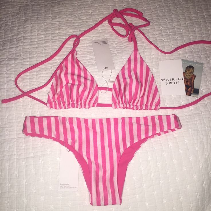 Brand New With Tags, Only Tried On! Top Is Small, Bottoms Are Medium But Would Fit A Small As Well Ordered Online But Don't Want To Pay Return Shipping To Australia! Reversible To Hot Pink! Beach Striped Stretch Swimwear, Striped Stretch Swimwear For Beach, Striped Fitted Swimwear For Vacation, Fitted Striped Swimwear For Vacation, Striped Halter Neck Summer Swimwear, Striped Beachy Swimwear For Vacation, Beachy Striped Swimwear For Vacation, Striped Swimwear For Beach Party Vacation, Striped Swimwear For Spring Beach Outing