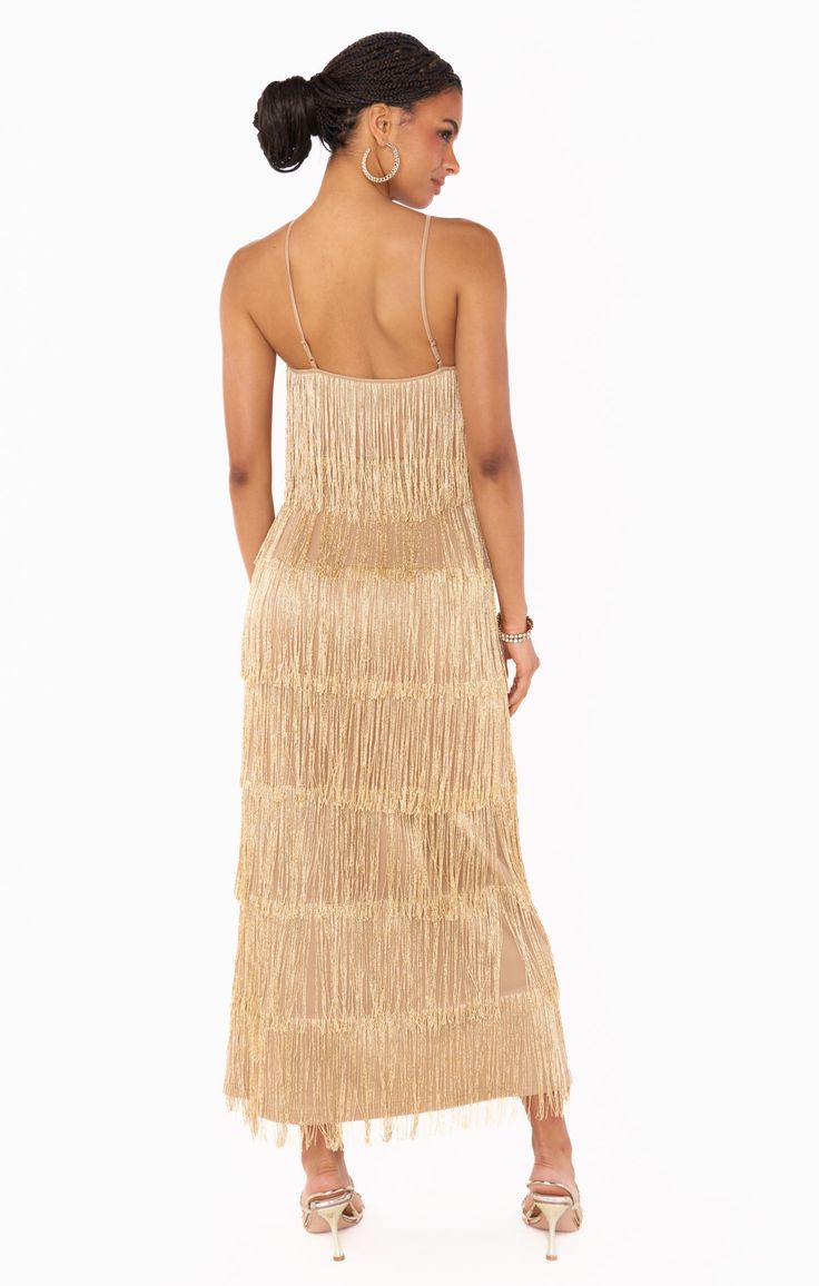 Gatsby Maxi Dress ~ Pink Fringe – Show Me Your Mumu Summer Gatsby Style Flapper Dress For Evening, Gatsby Style Summer Evening Flapper Dress, Summer Evening Gatsby Flapper Dress, Floor-length Fringe Evening Dress For Gala, Elegant Evening Dress With Fringe For Wedding, Elegant Wedding Evening Dress With Fringe, Elegant Wedding Dress With Fringe, Embellished Flapper Evening Dresses, Elegant Flapper Dress For Gala And Party Season