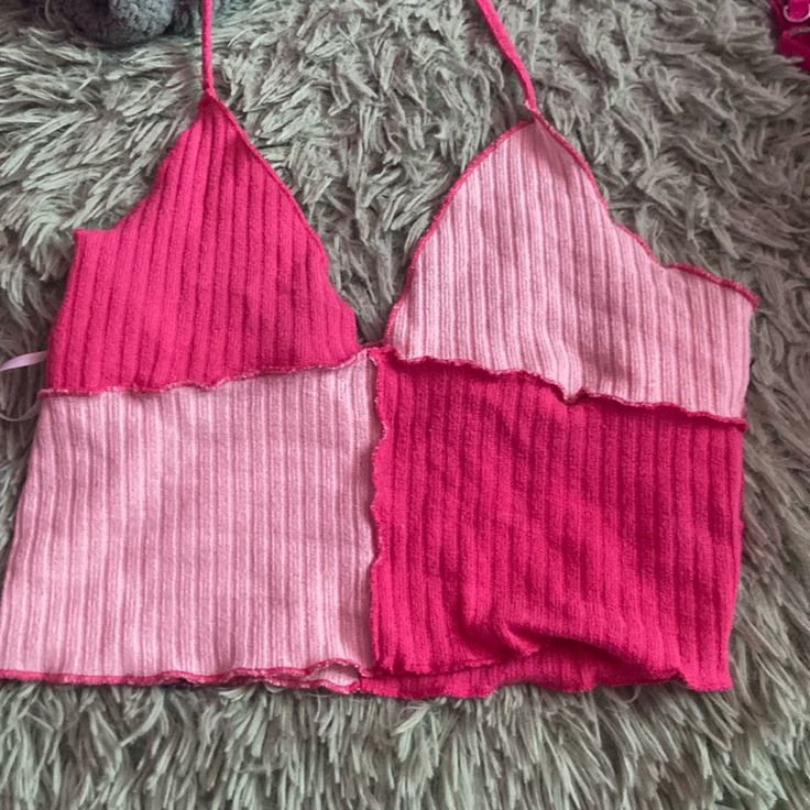 Its From Shein, Size Small, Pink And I Dont Know When I Got It. Never Worn. Pink Stretch Patchwork Tops, Pink V-neck Patchwork Top, Pink V-neck Color Block Top, Fitted Patchwork V-neck Top, Pink Fitted Patchwork Top, Fitted Pink Patchwork Top, Fitted Color Block Pink Top, Fitted Pink Color Block Top, Fitted Color Block V-neck Top