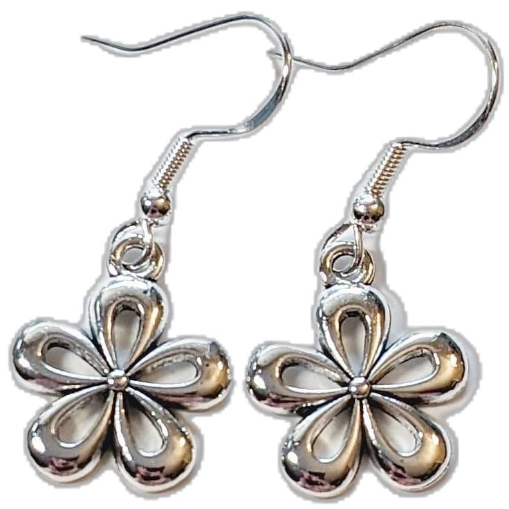 Metal Flower Earrings As Gift, Nickel Free Dangle Flower Earrings For Gifts, Hypoallergenic Silver Flower Earrings For Gift, Hypoallergenic Drop Flower Earrings As Gift, Hypoallergenic Drop Flower Earrings For Gifts, Hypoallergenic Metal Flower-shaped Earrings, Metal Flower Earrings For Gift, Casual Drop Earrings As Gift, Casual Drop Earrings For Gifts