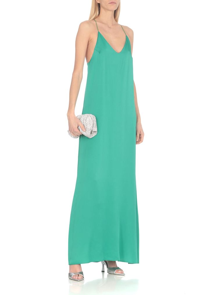 - Green The Nina Studio silk long dress for woman - V-neck - Flared hemComposition: 100% Silk Silk V-neck Summer Cocktail Dress, Long V-neck Dress For Summer Formal Events, Green Silk V-neck Slip Dress, Spring Gala V-neck Slip Dress, Silk V-neck Maxi Dress For Formal Occasions, Chic Green Floor-length Slip Dress, Green Silk V-neck Evening Dress, Spring V-neck Silk Dress With Bias Cut, Silk V-neck Maxi Dress For Evening