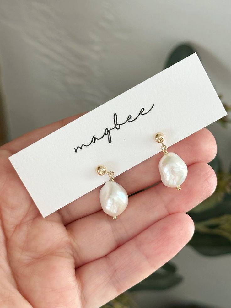 Large Baroque Pearl Drop Stud Earrings, 14K Gold Filled Dangly Freshwater Pearl Earrings, Pearl Bride Earrings, Wedding Jewelry - Etsy White 14k Gold Filled Bridal Earrings As Gift, 14k Gold Filled White Bridal Earrings As Gift, 14k Gold Dangle Bridal Earrings As Gift, White Pearl Earrings In 14k Gold For Anniversary, Anniversary White Pearl Earrings 14k Gold Filled, Anniversary White Pearl Earrings In 14k Gold Filled, Fine Jewelry Ear Wire For Wedding, White 14k Gold Filled Earrings For Weddings, Yellow Gold Drop Bridal Earrings For Gift