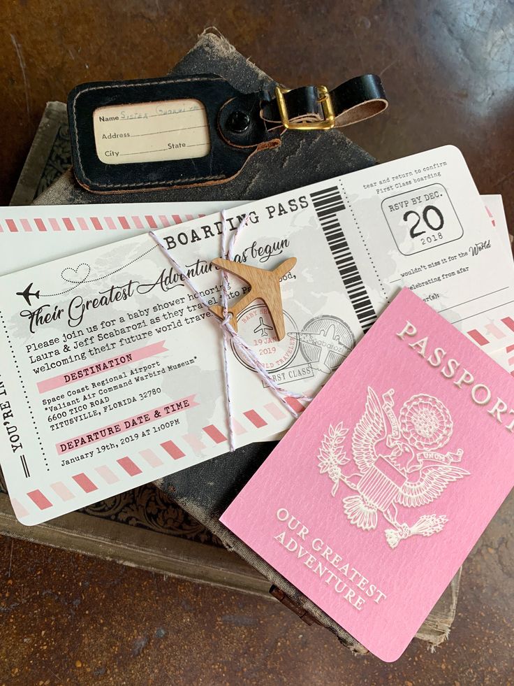 passport and boarding pass sitting on top of an old luggage bag next to a pair of scissors