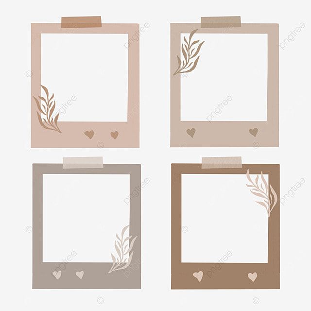 four frames with hearts and leaves on them