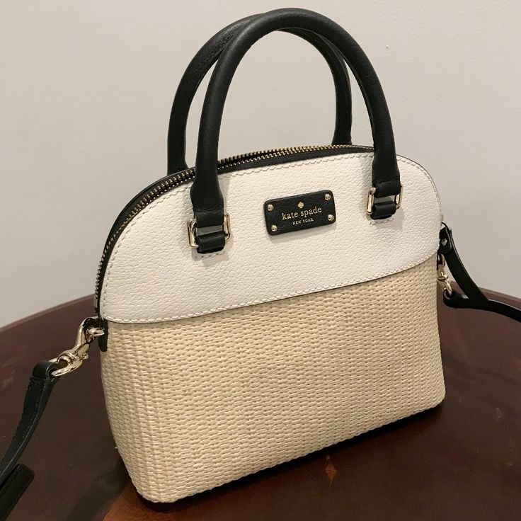 Authentic Kate Spade Brand New Without Tags Never Used No Cracks On Canvas Comes With Kate Spade Dustbag Bag: Approx 9 X 8 X 4 Inches Strap Length: Approx 51 To 54 ¾ Inches Smoke Free And Pet Free Home White Shoulder Bag With Leather Trim For On-the-go, White Leather Trim Crossbody Shoulder Bag, White Rectangular Shoulder Bag With Leather Trim, White Shoulder Bag With Leather Handles For Evening, Chic White Bags With Leather Trim, White Leather Trim Rectangular Shoulder Bag, White Tote Shoulder Bag With Leather Trim, Classic White Shoulder Bag With Leather Trim, White Crossbody Shoulder Bag With Leather Handles